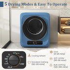 Auertech 1.5 Cu.Ft Portable Clothes Dryer, 850 W Front Load Electric Dryer Machine with Stainless Steel Drum, Simple Control Knob, Compact Tumble Dryer for Laundry Apartment, Dorm, RV, Blue