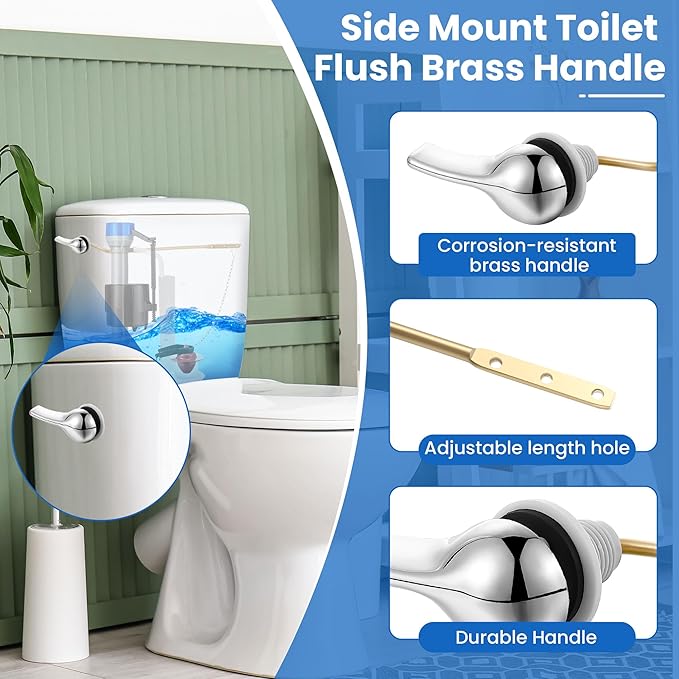 Saillong Universal Toilet Flusher Replacement Kit, Fill Valve, 2-Inch Flapper, Side Mount Handle Lever, Water-Saving, Adjustable Toilet Repair Kit Inside Tank, Easy to Install(1 Set,Blue Grey, Blue)