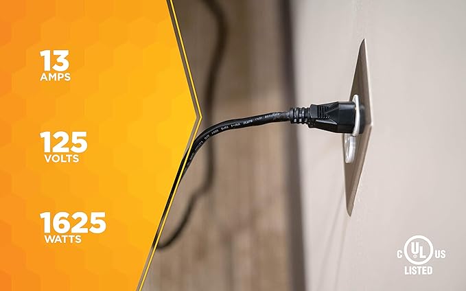 Woods Light Duty Extension Cord - Indoor Power Solution for Office & Household Use - SJTW Extension Cord - 16 Gauge - 3 Conductor - 25 Feet - Black (Pack of 12)