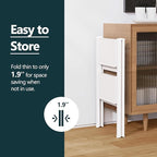 WOA WOA 2 Step Ladder, Folding Step Stool with Broad Pedals, Compact Stepping Stool, Sturdy Steel Ladders for Home with Anti-Slip Feet, Supports up to 330 lbs - White