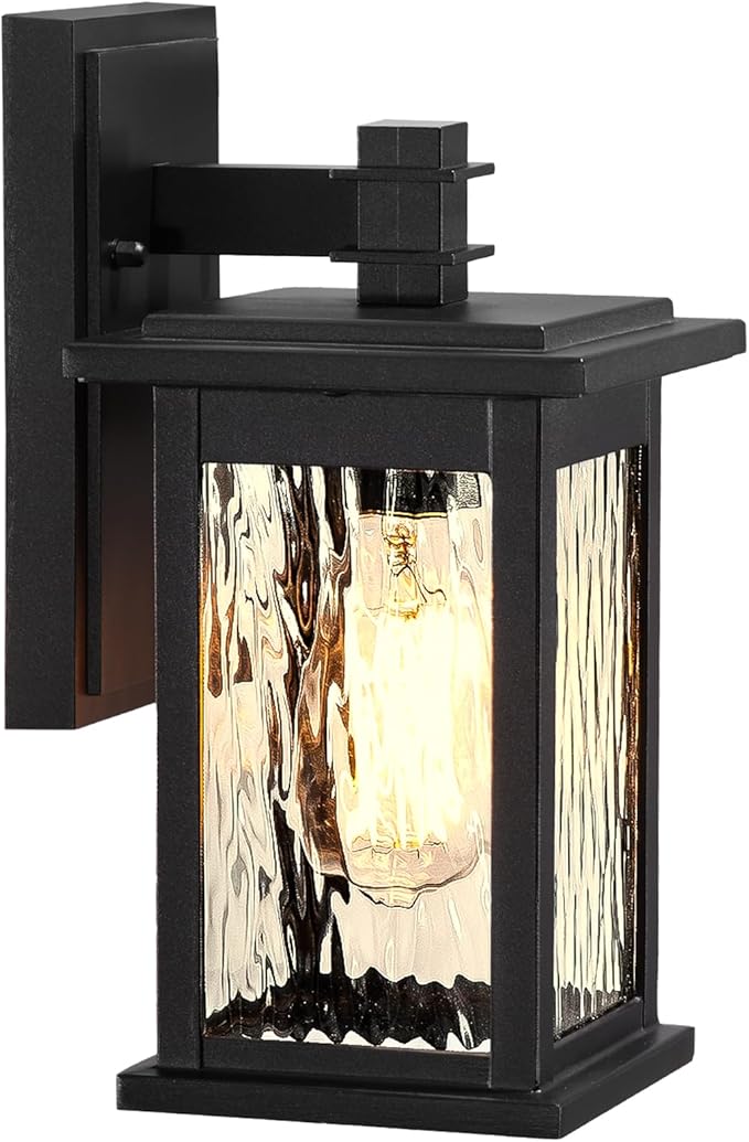 Outdoor Wall Lamps Black Outdoor Porch Lights Wall Mount Aluminum Waterproof Exterior Lighting Fixtures for House Garage Doorway 14.5 Inch Height E26 Socket