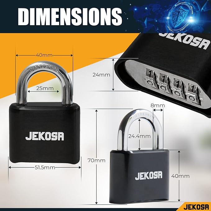 Jekosa® JKB/50 [Weatherpoof] Heavy Duty Combination Lock Outdoor - Lock with 4 Digit Code [No Key] - Ideal for Gate, Shed, Fence