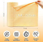 Microfiber Cleaning Cloths Roll, 75 Pack Tear Away Microfiber Towels Roll, 12" x 12" Lint Free Rags, Reusable Cleaning Cloths, Washable, Scratch Free,Ultra Absorbent Dish Rags(Orange)