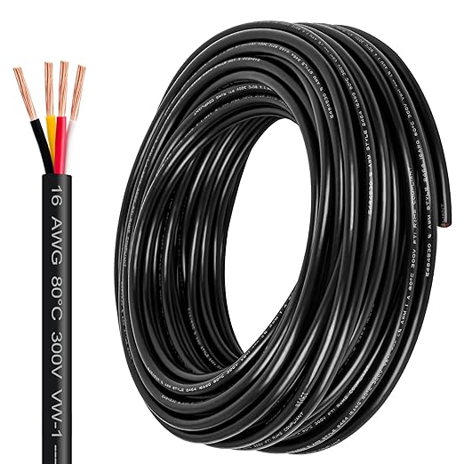 16 Gauge Wire 4 Conductor,16 AWG Electrical Wire Stranded PVC Cord Oxygen-Free Copper Cable,26FT 4 Core Pure Copper Flexible Cable Wire for LED Lamp Lighting Strips Automotive (16AWG-4C, 26FT)…