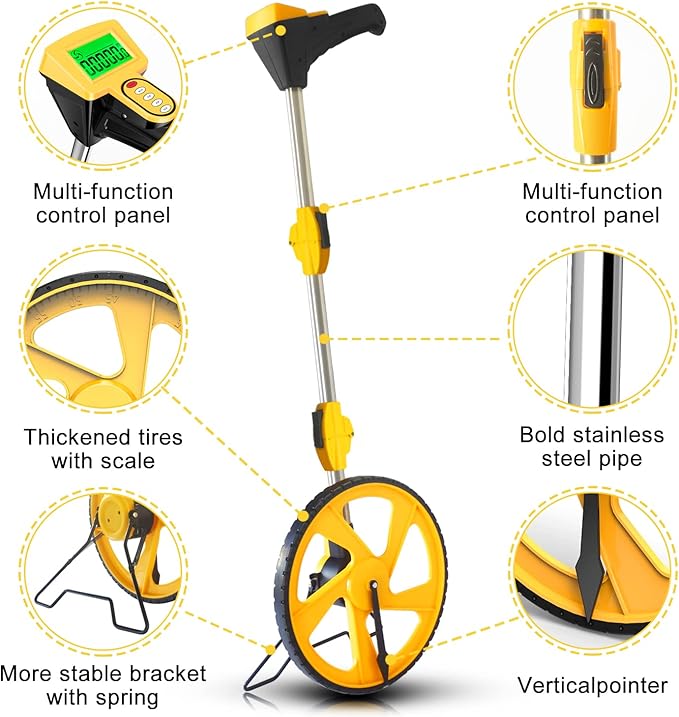 Zozen Measuring Wheel Digital Display, Foldable Feet/Meter Digital Measuring Wheel with Backlit Display | Up to 99,999Ft/ 99,999M | Kickstand to Keep Stand | Easy to Carrying Include cloth backpack.