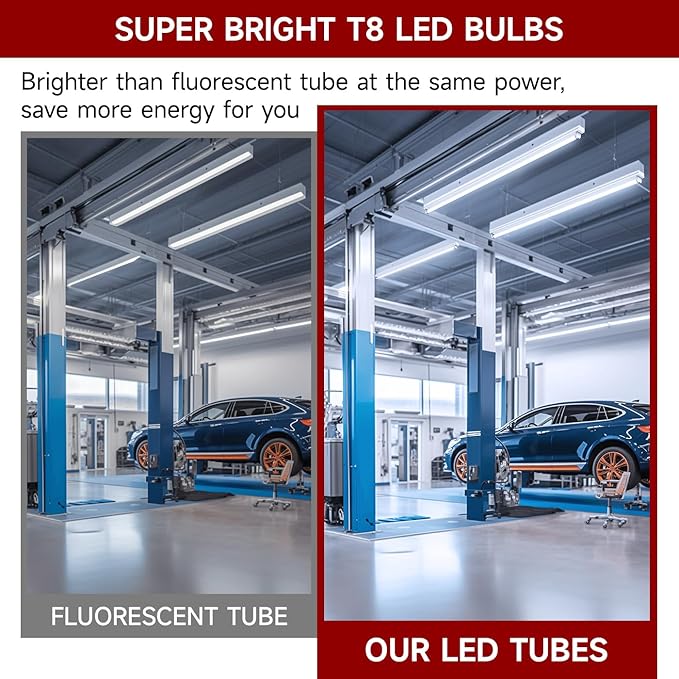 Kihung T8 Led Bulbs 4 Foot Type A+B Tube Light, 24W, 3120LM, 6000K Led Tube Lights 4ft, Plug and Play or Ballast Bypass, T8, T10, T12 Led Replacement for Fluorescent Tubes 4 Pack