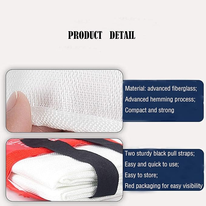 TONYKO 3.9 x 3.9ft Fiberglass Fire Blanket for Emergency Surival, Flame Retardant Protection and Heat Insulation (White-2PACK)