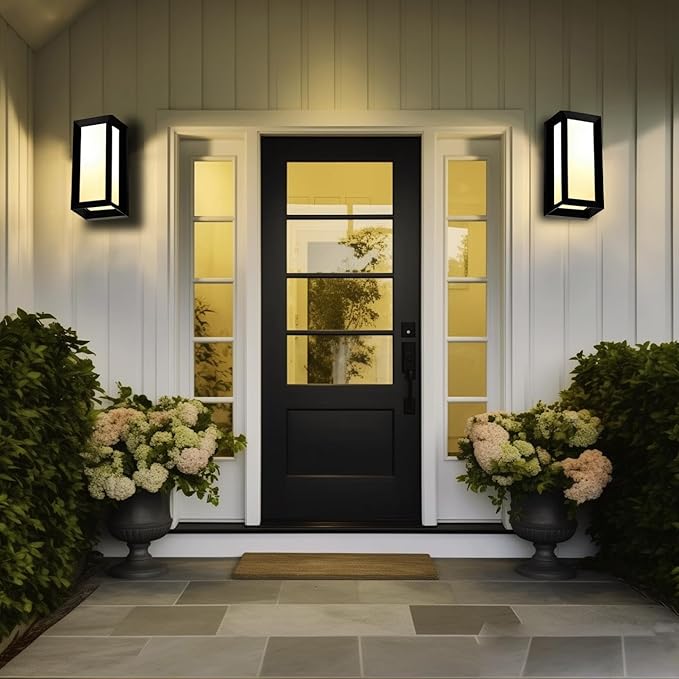 Modern Outdoor Wall Lights 2Pack, LED Rectangle 18W Bright Warm to Cool Tunable White Exterior Lighting Fixtures, Waterproof Outdoor Lights for House,Porch,Garage (Rectangle-CCT)