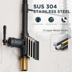 FORIOUS Black Vintage Kitchen Faucet Pull Down Sprayer Stainless Steel, High Arc Single Handle Antique Sink Faucet 1 or 3 Holes for Pot Filler, Farmhouse Camper RV Wet Bar