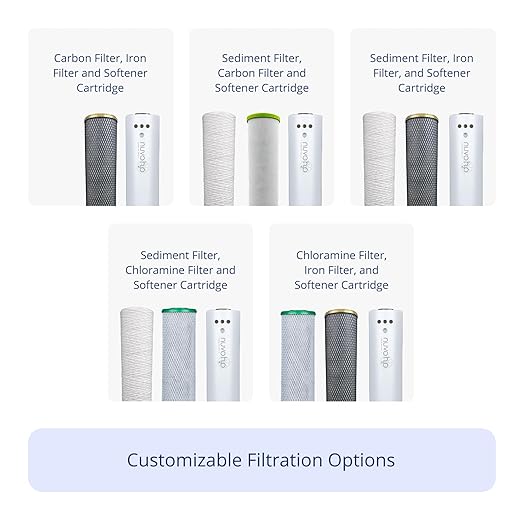 NuvoH2O Advanced 3-Stage Citrus, Salt-Free Water Filter System + Water Softener with Chloramine and Sediment Filtration – Healthy & Pure Water – Removes Hard Water Build Up (Whole Home Trio System)