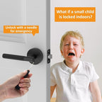 Amerdeco 1 Pack Matte Black Door Handles Interior, Knurled Privacy Door Handles with Lock,Heavy Duty Black Door Lever for Bedroom or Bathroom,Reversible Keyless for Left Right Handed Doors