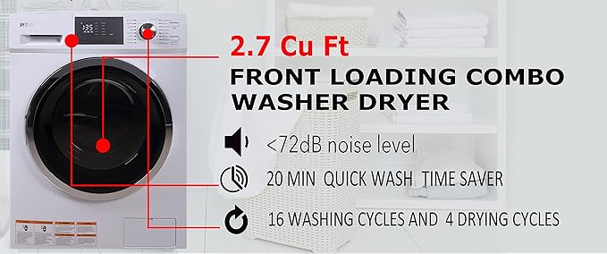 HAMILTON BEACH Washer and Dryer Combo 2.7 cu ft - White