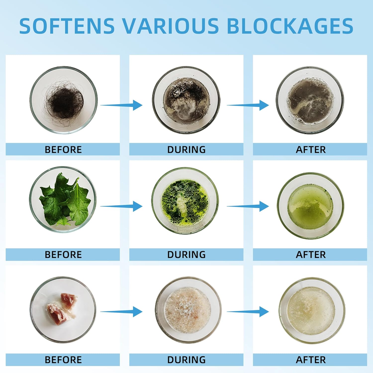 Drain Cleaner, 2PCS Sink Drain Clog Remover, Unclog Shower Drains, Pipe unblocking for toilets, Tubs, Shower or Sink Drains, Unclogs and Hair 18.4oz