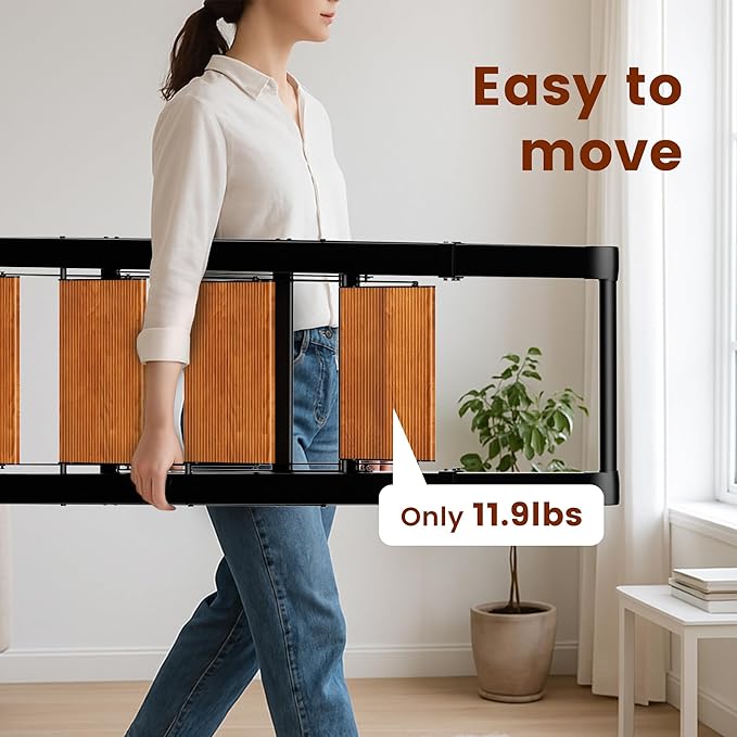 GameGem 4 Step Ladder, Lightweight Aluminum Folding Step Stool with Convenient Handgrip, Stepladders with Anti-Slip and Wide Pedal for Home Use Space Saving - Black+Woodgrain