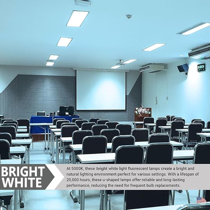 Diodesy- U-Bend T8 Fluorescent Tube Light Bulb 32W 3000 Lumens 5000K Bright White G13 Miniature Bi-Pin Base Rohs Compliant Pack of 12- U Shaped Linear Replacement Lamp