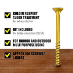 #10 x 3’’ Wood Screws by Grindy (100pack/1.6LBS) – Self-Drilling Deck Screws I Rust Resistant I Quick Drive & Fast Grip I for Cabinet, Furniture & Other Projects I T25 Star Drive I Bit Included