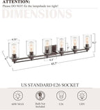 HWH Bathroom Lighting Fixtures Over Mirror 6 Light Oil-Rubbed Bronze Wall Vanity Lights with Clear Glass Shade, 5HLT63B-6W ORB