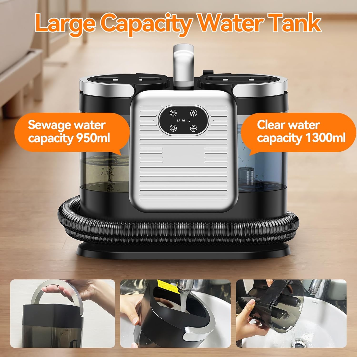 Portable Carpet and Upholstery Spot Cleaner Machine, Instant Heating Carpet Cleaner Machine With 5 Cleaning Modes, 13Kpa Powerful Scution Stain Remover Deep Cleaner for Pets, Area Rugs, Sofa, Seat