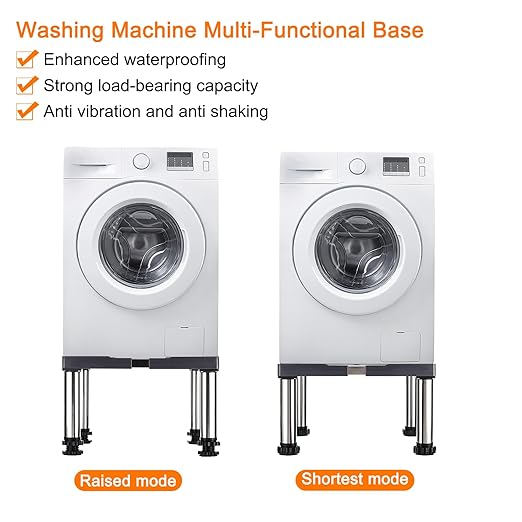PATIKIL Mini Fridge Stand, 4 Strong Feet Laundry Stand Base Multi-Functional Adjustable Base Tray Anti-Vibration for Refrigerator Washing Machine Dryer Dishwasher AC, 11.4"-12.6" Height