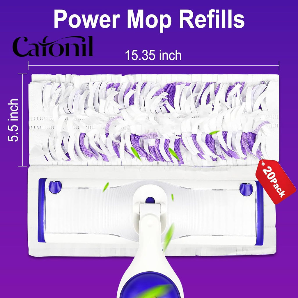 20 Pack Disposable Power Mop Pads for Swiffer Power Mop Pads,Compatible with Swiffer Power Mop Refills,Thickened Multi-Surface Replacement for Swiffer Wet Pads Refill on All Finished Floors