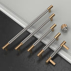 Amerdeco 10 Pack Champagne Bronze and Brushed Nickel Knurled Cabinet Pulls 3 Inch Hole Center to Hole Center Kitchen Cabinet Handles for Drawer Dresser, Cupboard and Wardrobe ZH0040