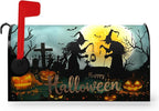 Halloween Witch Moon Mailbox Covers Magnetic 25.5 x 21 Inch Halloween Pumpkin Lanterns Seasonal Pattern Home Houses Mailbox Wraps Letter Box Cover Decorations Large Size for Outdoor