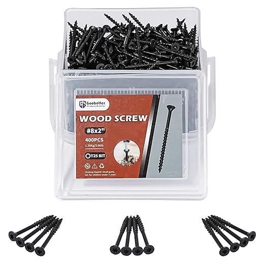 Deck Screws 2 Inch, 400PCS Exterior Wood Screws, #8 x 2 Fence Construction Screws, Torx Head, Rust Resistant Epoxy Coated, T25 Bits Included, Black