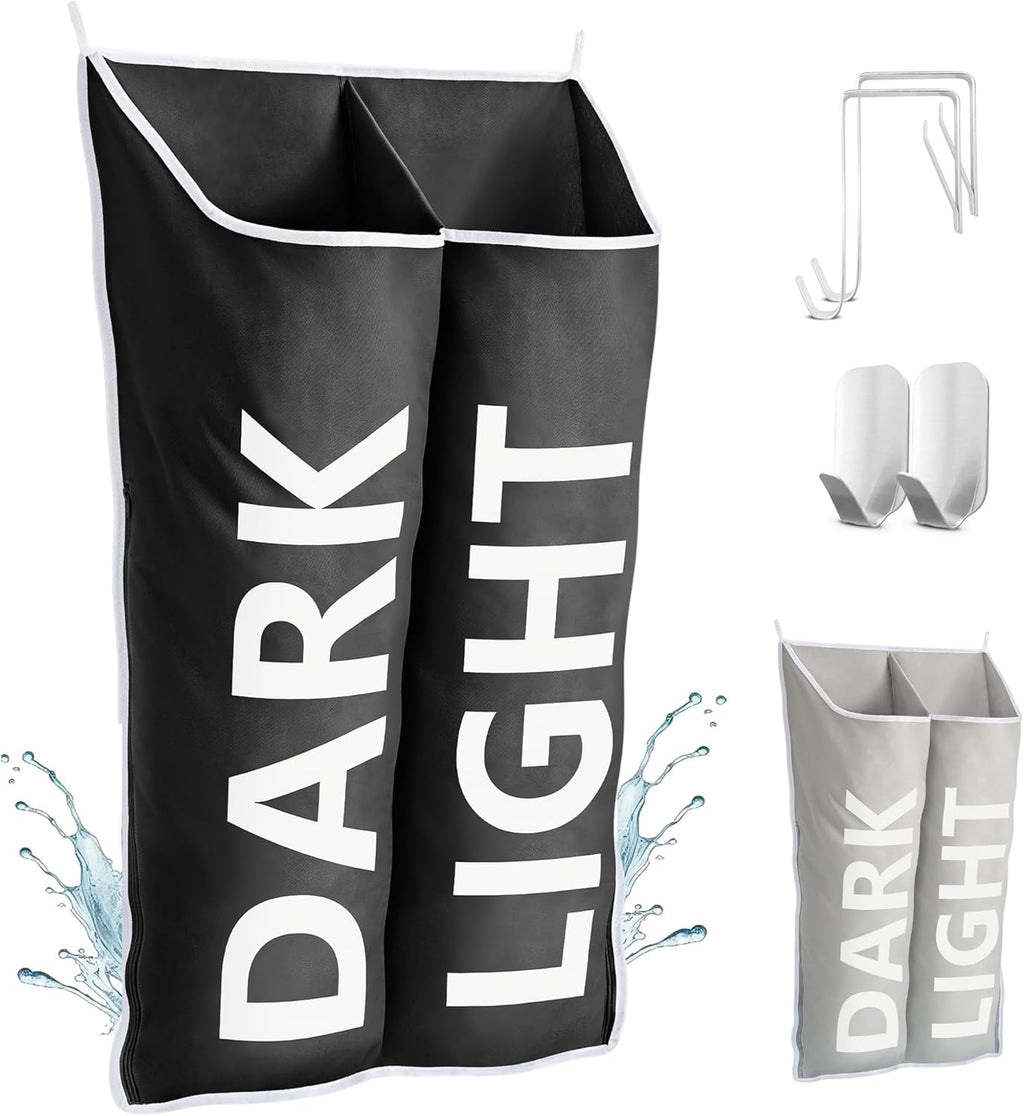 Hanging Laundry Hamper Bag XL 40x22", Space Saving over the Door Storage Bags, Behind the Door Hampers for Dirty Clothes & Wall Mounted Basket for Bathroom, Organizer for Small Room Spaces RV