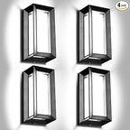ledmo Outdoor LED Wall Porch Light, 1800LM 6000K Modern Sconce Light Fixture, 18W IP65 Waterproof Anti-Rust Wall Light, Frame Exterior Wall Lights for Patio, Yard, Garage, House, 4 Pack