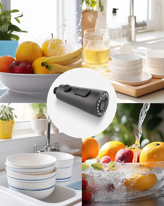 Hibbent Stainless Steel Pull Down Spray Head Replacement with 15 Adapters, NSF/ANSI/CAN 61 & CUPC Certified 3-Function Kitchen Faucet Nozzle Compatible with Moen, Delta, Kohler, Oil-Rubbed Bronze