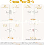 HOSOM 2 Pack Interior Door Levers Passage Door Handles Heavy Duty No Locking Door Handle Set for Hallway, Closet Doors, Satin Nickel Door Handle with Square Plate