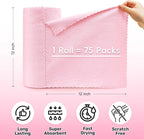 Microfiber Cleaning Cloths Roll, 75 Pack Tear Away Microfiber Towels Roll, 12" x 12" Lint Free Rags, Reusable Cleaning Cloths, Washable, Scratch Free,Ultra Absorbent Dish Rags(Pink)