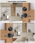 Gobrico 5 Pack Entry Door Handle and Single Cylinder Deadbolt Combo Locksets in Black,Wave Style Lever Style,for Exterior/Front Doors