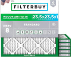 Filterbuy 23.5x23.5x1 Air Filter MERV 8 (MPR 700) Dust Defense Replacement (6-Pack), Electrostatic Pleated HVAC AC Furnace Filters, Made in USA (Actual Size: 23.38 x 23.38 x 0.75)