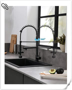 Fapully Commercial Single Handle Pull Down Sprayer Oil Rubbed Bronze Kitchen Faucet, Kitchen Sink Faucet with LED Light