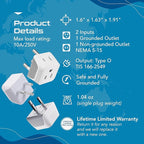 Ceptics Thailand Travel Adapter with Dual Usa Input (Type O) Ultra Compact - 3 Pack - Safe Grounded Perfect for Cell Phones, Laptops, Camera Chargers and More (CT-18)