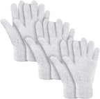 Patelai 3 Pairs Microfiber Plant Dusting Gloves Leaf Cleaning Gloves for Indoor Plants, Blinds, Furniture, House(Small,White)