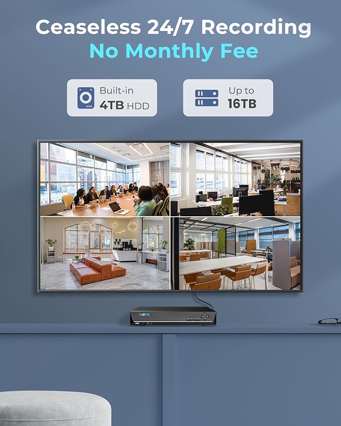 REOLINK 12MP PoE Security Camera System, 8pcs H.265 12MP Security Cameras, Person Vehicle Pet Detection, Two-Way Talk, Spotlights Color Night Vision, 16CH NVR with 4TB HDD, RLK16-1200D8-A