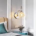 Modern Wall Sconce Set of Two Indoor Wall Lamp Nickel Vintage Wall Sconces Glass Wall Light Bathroom Vanity Light Fixture Wall Mounted Room Sconce Wall Lighting