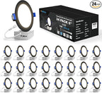 VOLISUN 24 Pack 6 inch Recessed Lighting, 5CCT LED Recessed Light Black, 2700K-5000K Selectable, 13W Eqv 120W, 1080LM Dimmable Canless Wafer Downlight, LED Ceiling Light ETL Certificated