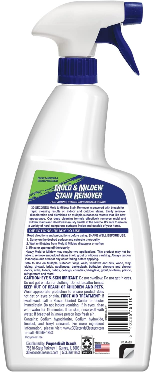 30 SECONDS Mold & Mildew Stain Remover Spray- Indoor & Outdoor Use