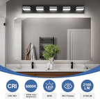 Modern LED Bathroom Lights Fixtures(5-Light),Metal Black Acrylic Wall Lighting,Vanity Lights for Bathroom Over Mirror(6000k 34In