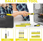 39 Piece Tool Set General Household Tool Kit - Basic Home Tool Set Small Hand Tool Kit with Plastic Toolbox Storage Case for Home Garage Office College Dormitory Use Yellow