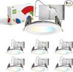 ASD LED Recessed Lighting 4 Inch, Round Commercial Downlight, Mini Panel with Baffle Trim, 4" 12W 120-277V CCT Selectable 2700/3000/3500/4000/5000K, Dimmable Ceiling Light Fixture, White, ETL, 6 Pack