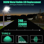 BBESTLED 480 Volt LED Parking Lot Light 240W LED Shoebox Parking Pole Lights with Slip Fitter, 33600LM 5000K IP65 DLC Listed Stadium Flood Light for Street Industries Roadways (277-480VAC Input)