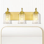 zeyu 21 Inch Gold Bathroom Light Fixtures, 3 Light Bathroom Vanity Light, Modern Vanity Light with Clear Glass Shade, Brushed Gold Finish, ZSL72B-3W BG