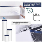 ADHES Painters Plastic with Tape, 24 inch x 90 feet x 3 Rolls Painters Tape with Plastic Attached, Pre Taped Masking Film Tape and Drape for Automotive Painting Covering