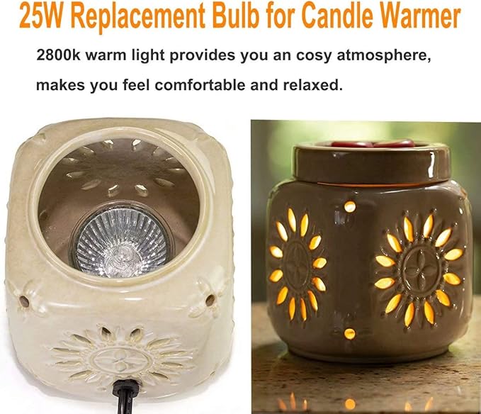 Vinaco GU10 Bulb 6 Pack, MR16 Halogen, Warm White 2800K, Dimmable For NP5 GU10 25W Bulb Candle Warmer, Track Light, Hood Bulbs