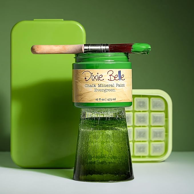 Dixie Belle Paint Company Chalk Finish Furniture Paint - Evergreen (16oz) - Matte Bold Green Chic Chalk Mineral DIY Furniture Paint