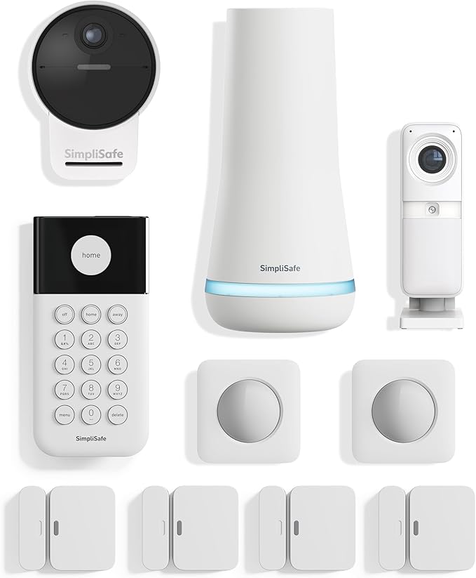 SimpliSafe 10 Piece Wireless Home Security System with Outdoor Camera- Optional 24/7 Professional Monitoring - No Contract - Compatible with Alexa and Google Assistant